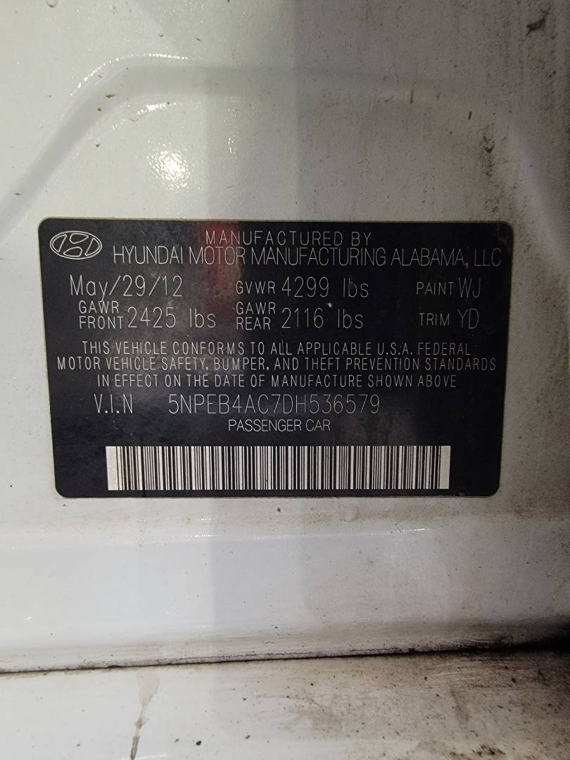 2013 HYUNDAI SONATA — 157788 Miles — Lot H536579 — Main - Marhaba Auctions Used Cars - Image 9