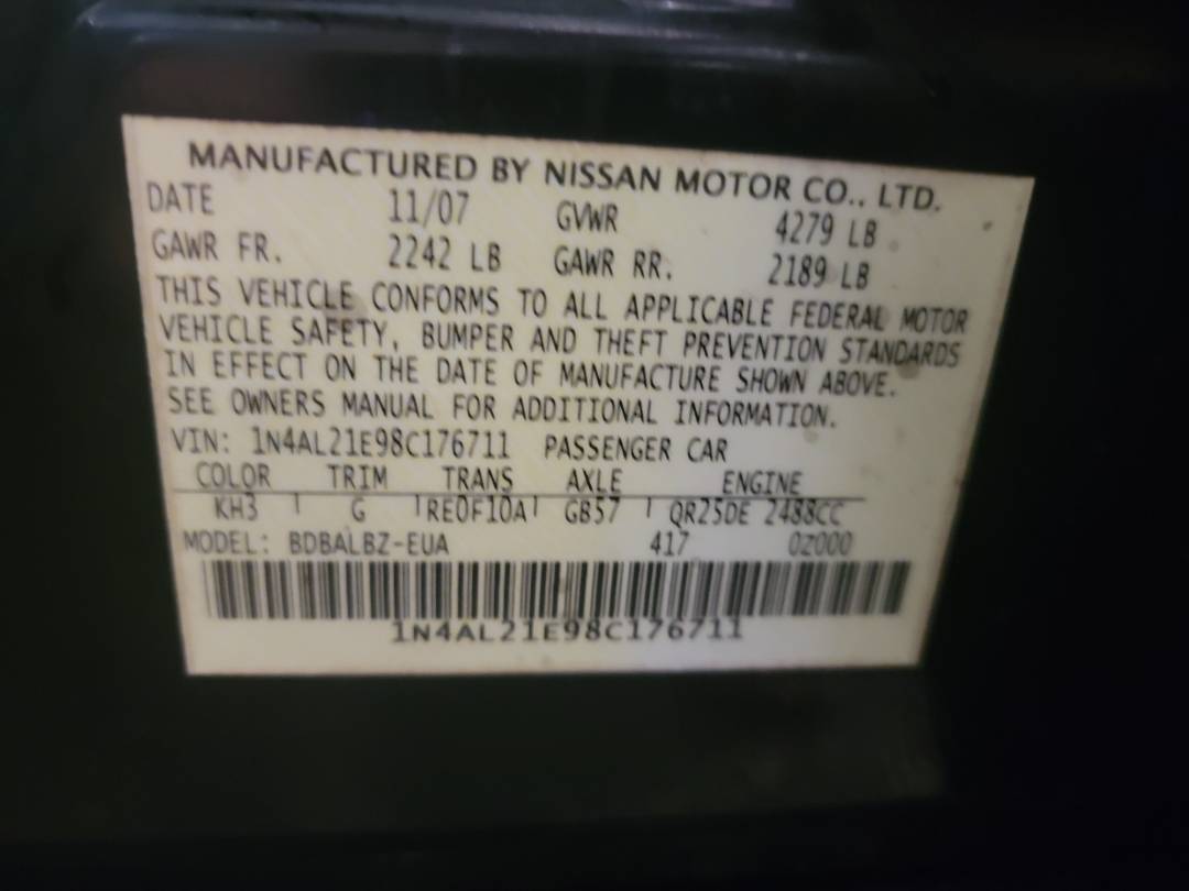 2008 NISSAN ALTIMA — 207803 Miles — Lot 76711 - Marhaba Auctions Used Cars - Image 8