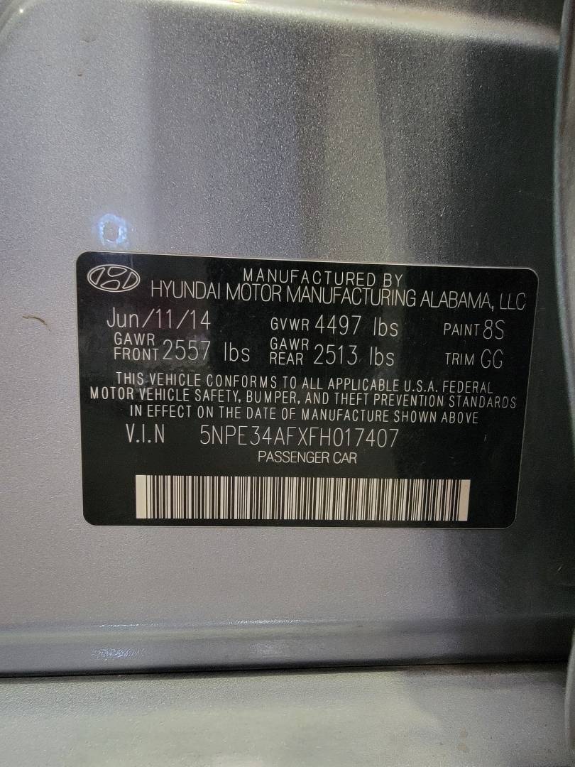 2015 HYUNDAI SONATA — 64802 Miles — Lot FH017407 — Main - Marhaba Auctions Used Cars - Image 11