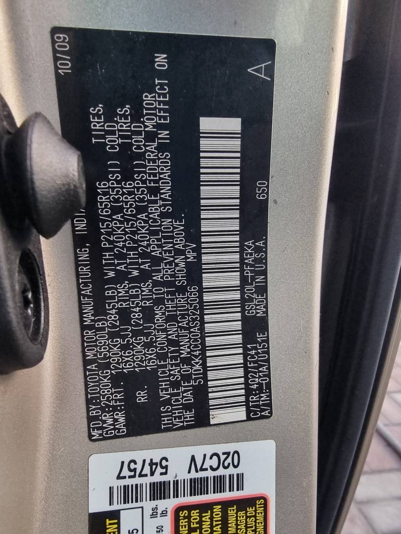 2010 TOYOTA SIENNA — 191338 Miles — Lot 71307254 — Ind. 12 - Marhaba Auctions Used Cars - Image 9