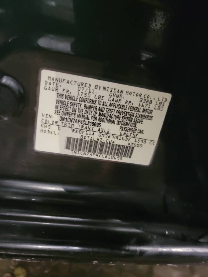 2012 NISSAN VERSA — 124312 Miles — Lot 810695 — Main - Marhaba Auctions Used Cars - Image 9
