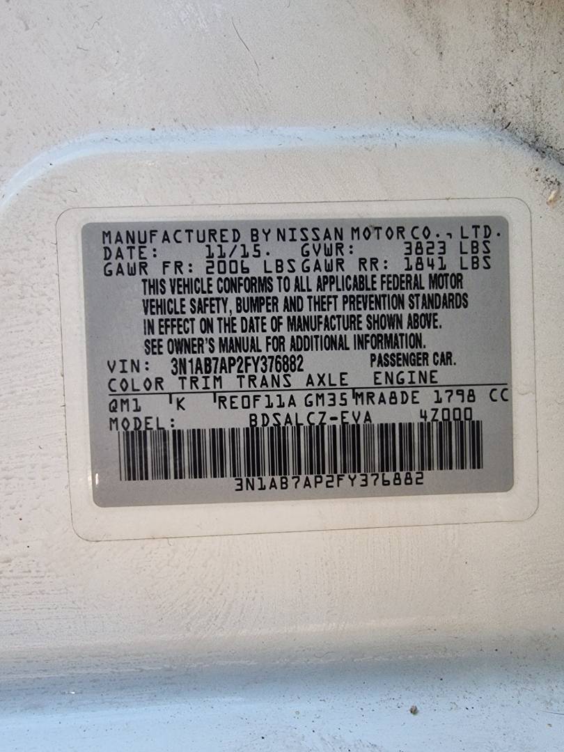 2015 NISSAN SENTRA — 127625 Miles — Lot 68253654 — Main - Marhaba Auctions Used Cars - Image 9