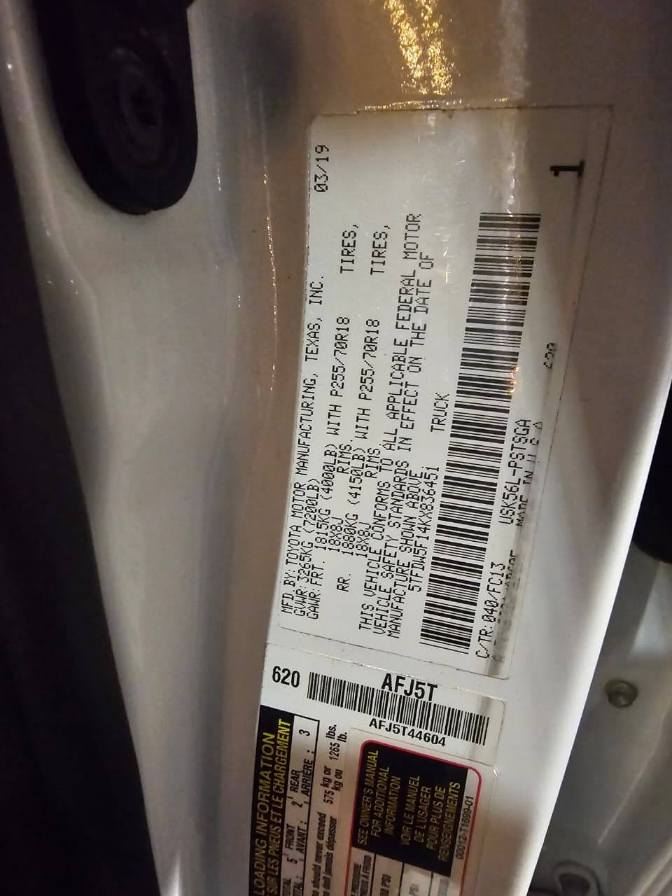 2019 TOYOTA TUNDRA — 52490 Miles — Lot KX836451 — Main - Marhaba Auctions Used Cars - Image 8