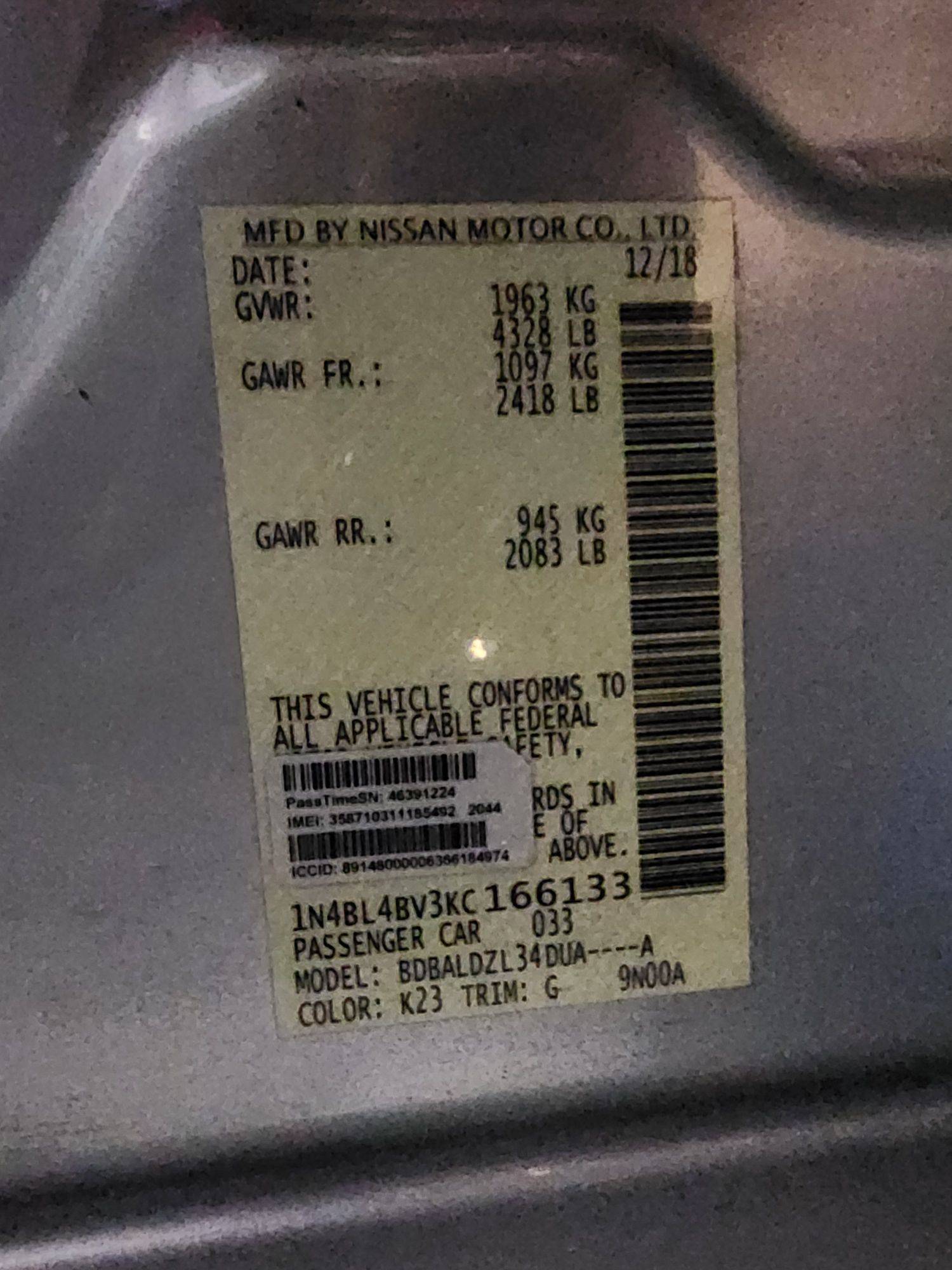 2019 NISSAN ALTIMA — 91008 Miles — Lot 166133 — Al Quoz - Marhaba Auctions Used Cars - Image 9