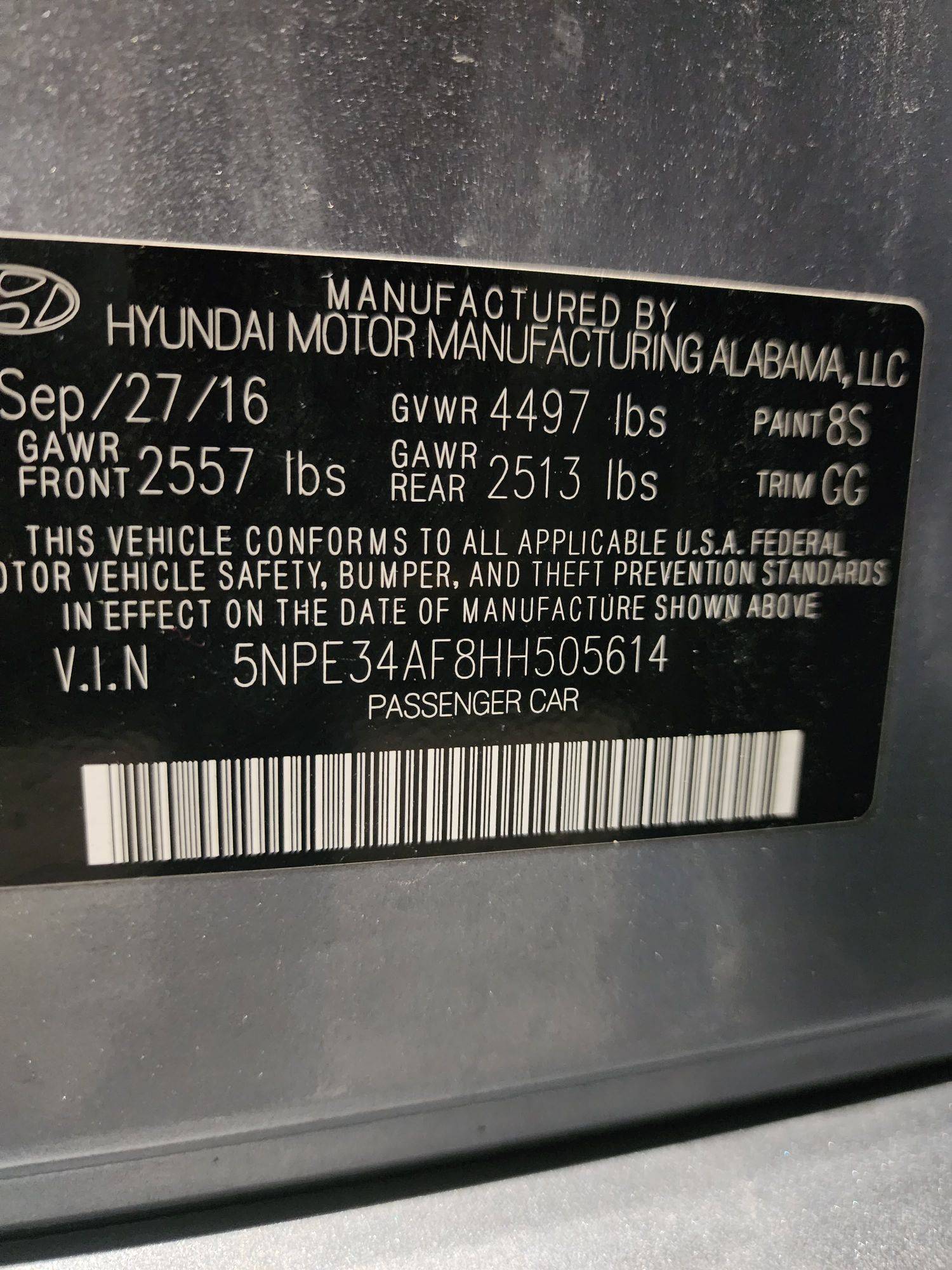2017 HYUNDAI SONATA — 159715 Miles — Lot 65435533 - Marhaba Auctions Used Cars - Image 3
