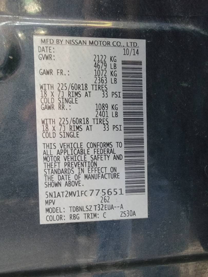 2015 NISSAN ROGUE — 139502 Miles — Lot 775651 — Souq - Marhaba Auctions Used Cars - Image 11
