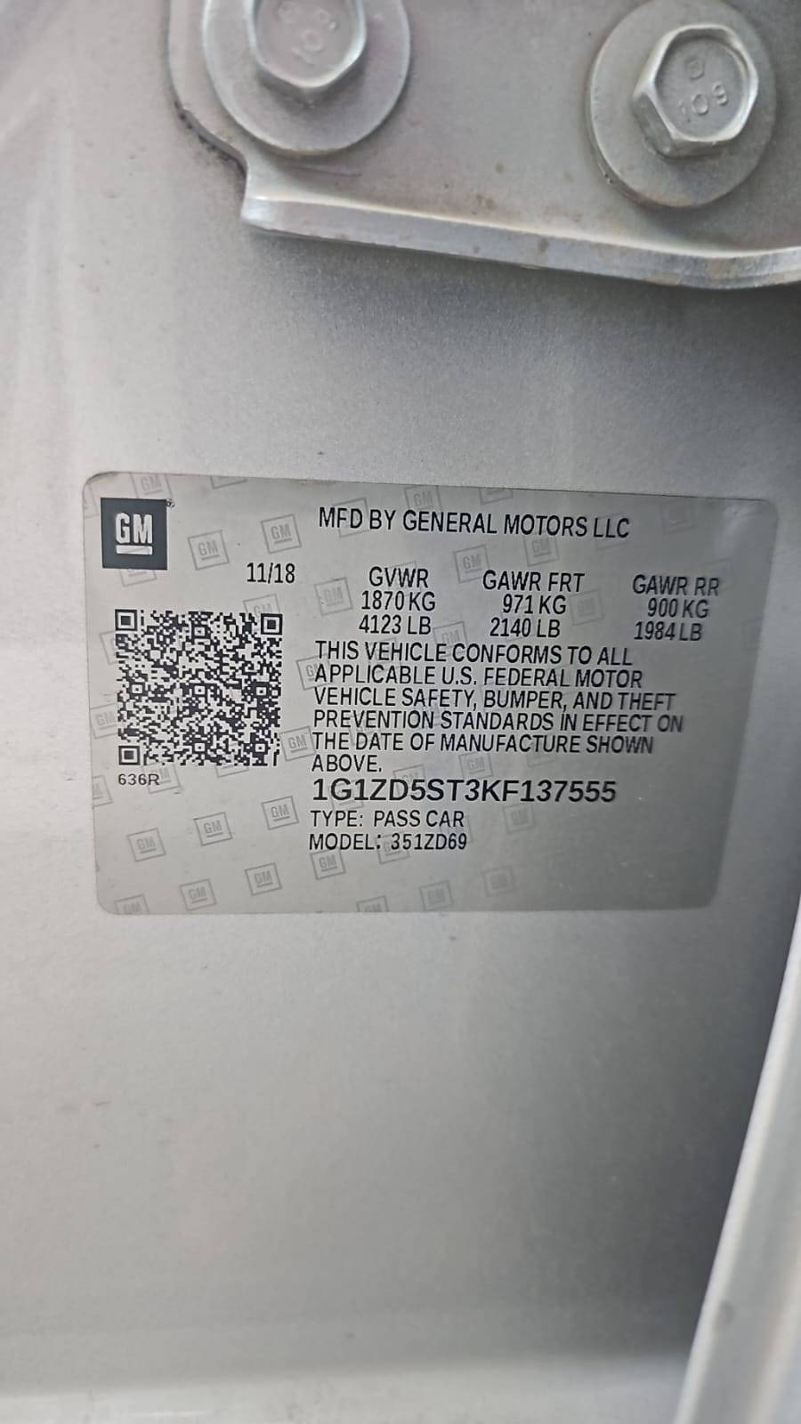 2019 CHEVROLET MALIBU — 120517 KM — Lot KF137555 — Souq - Marhaba Auctions Used Cars - Image 9