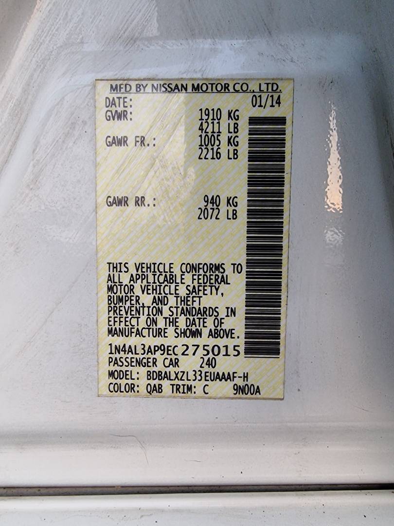 2014 NISSAN ALTIMA — 140262 Miles — Lot C275015 — Main - Marhaba Auctions Used Cars - Image 8