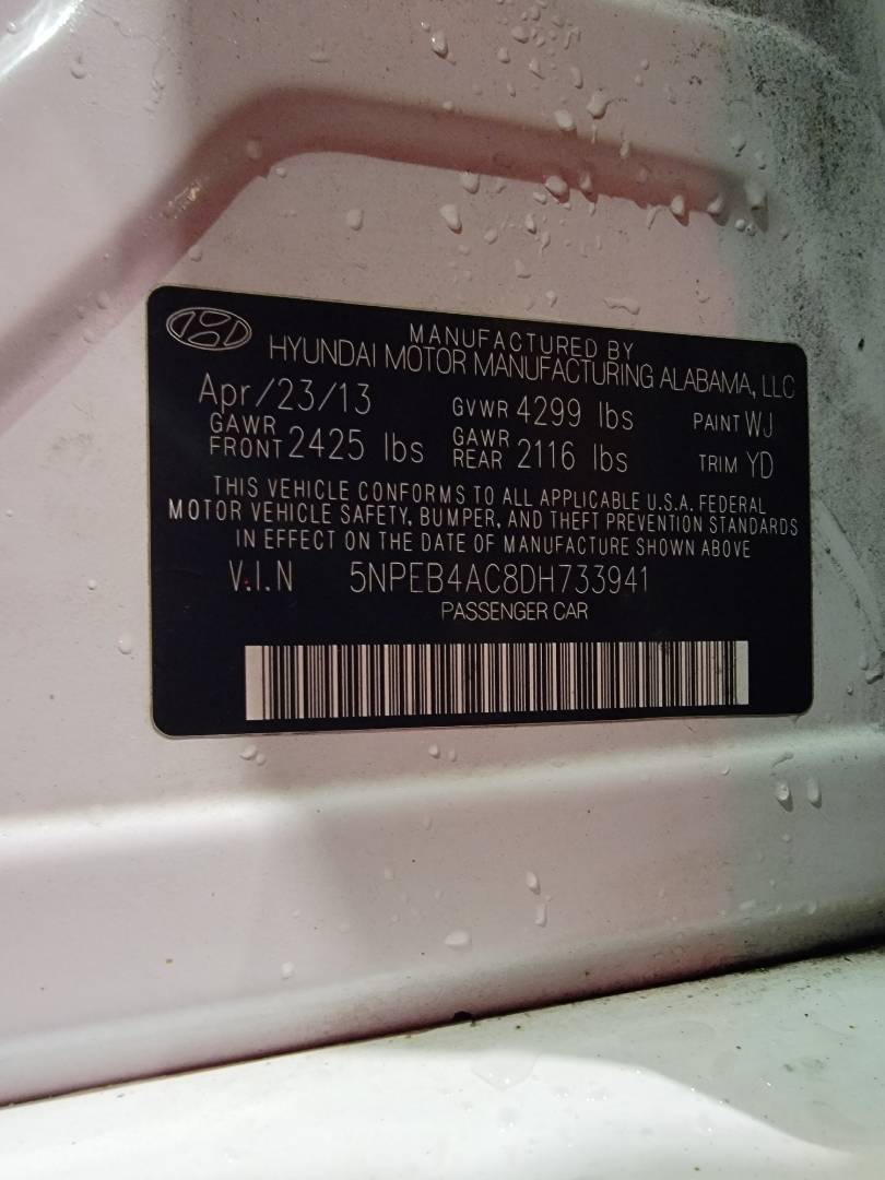 2013 HYUNDAI SONATA — 191851 Miles — Lot H733941 - Marhaba Auctions Used Cars - Image 4