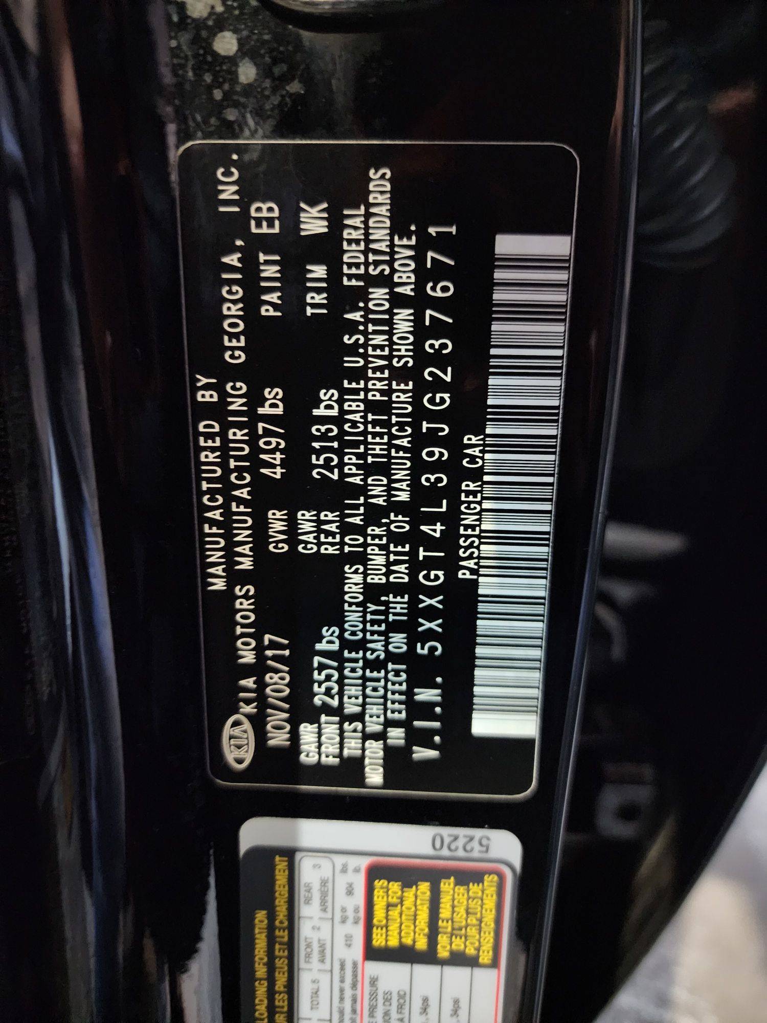 2018 KIA OPTIMA — 68811 Miles — Lot JG237671 — Al Quoz - Marhaba Auctions Used Cars - Image 13