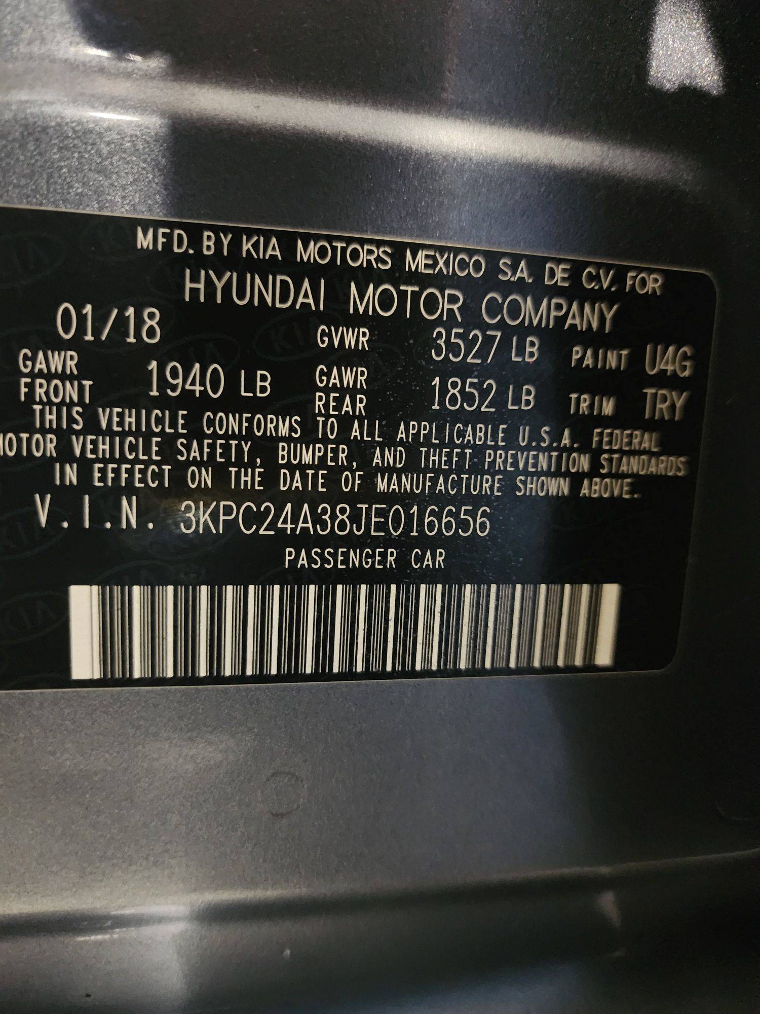 2018 HYUNDAI ACCENT — 67812 Miles — Lot 37357447 - Marhaba Auctions Used Cars - Image 3
