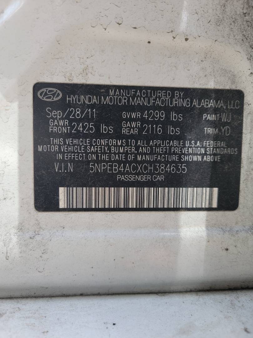 2012 HYUNDAI SONATA — 111737 Miles — Lot CH384635 - Marhaba Auctions Used Cars - Image 9