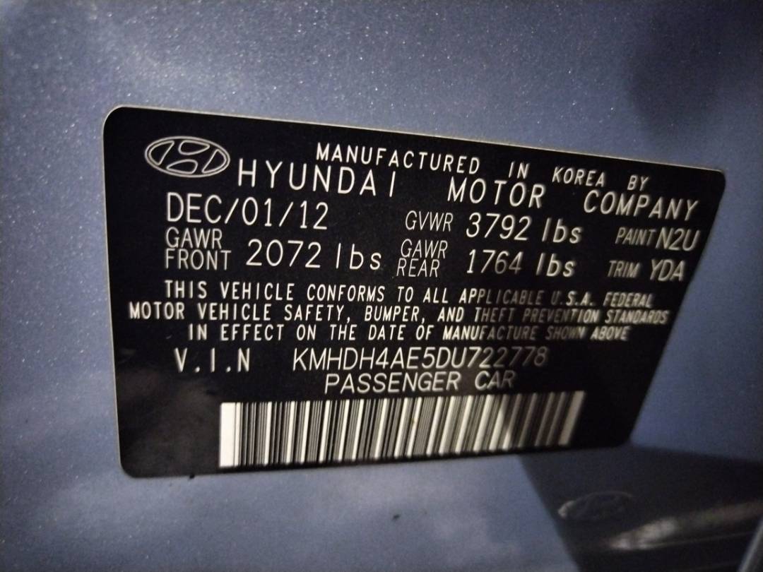 2013 HYUNDAI ELANTRA — 206766 Miles — Lot 37553558 - Marhaba Auctions Used Cars - Image 3