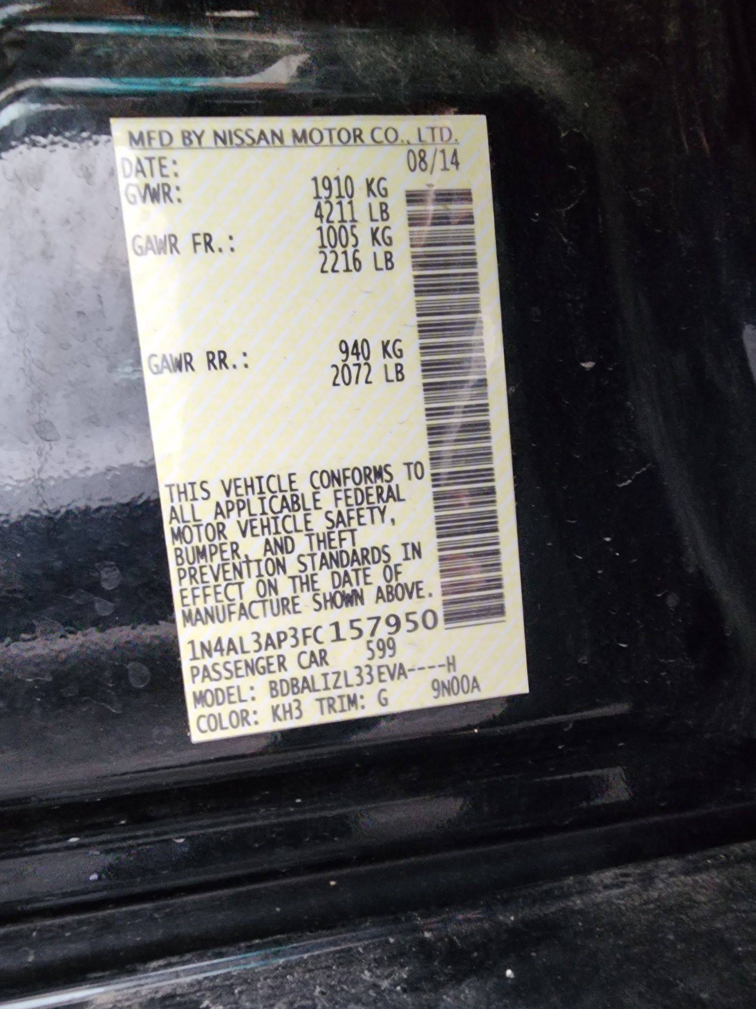 2015 NISSAN ALTIMA — 158969 Miles — Lot 47945654 — Souq - Marhaba Auctions Used Cars - Image 9