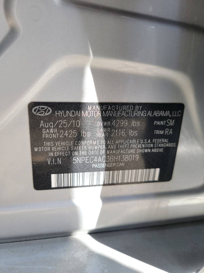 2011 HYUNDAI SONATA — 161736 Miles — Lot 3BH138019 — Main - Marhaba Auctions Used Cars - Image 11