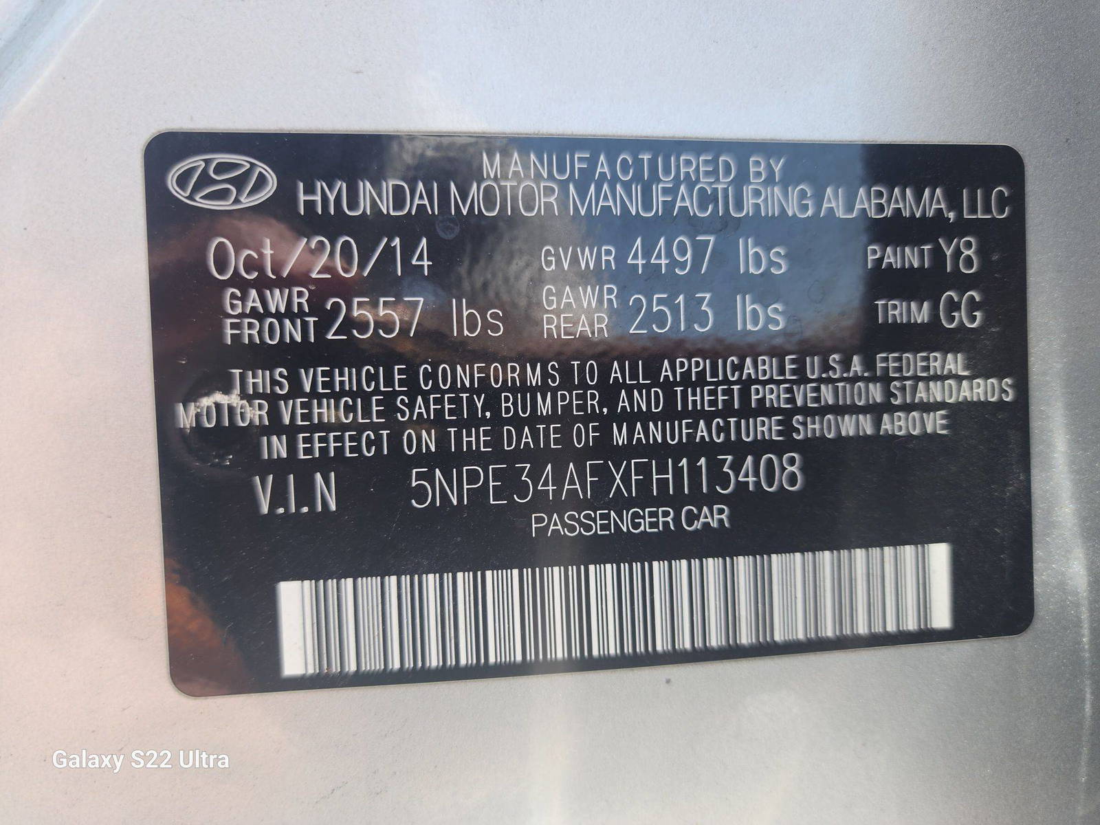 2015 HYUNDAI SONATA SPORT — 150625 Miles — Lot 113408 - Marhaba Auctions Used Cars - Image 6