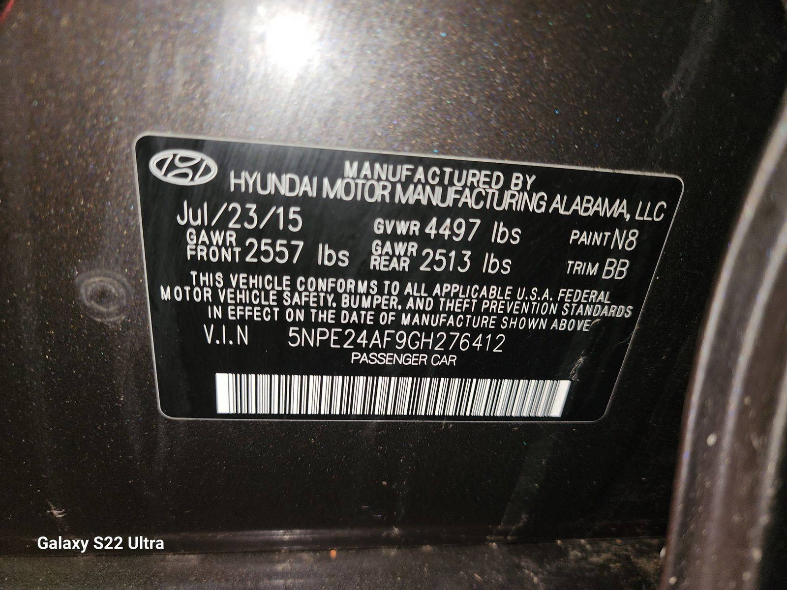 2016 HYUNDAI SONATA — 74429 Miles — Lot 44806674 - Marhaba Auctions Used Cars - Image 8