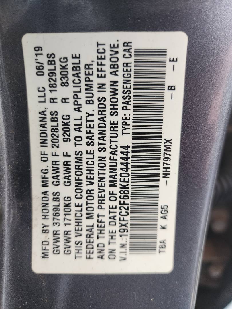 2019 HONDA CIVIC — 158050 Miles — Lot 38557367 — Souq - Marhaba Auctions Used Cars - Image 5