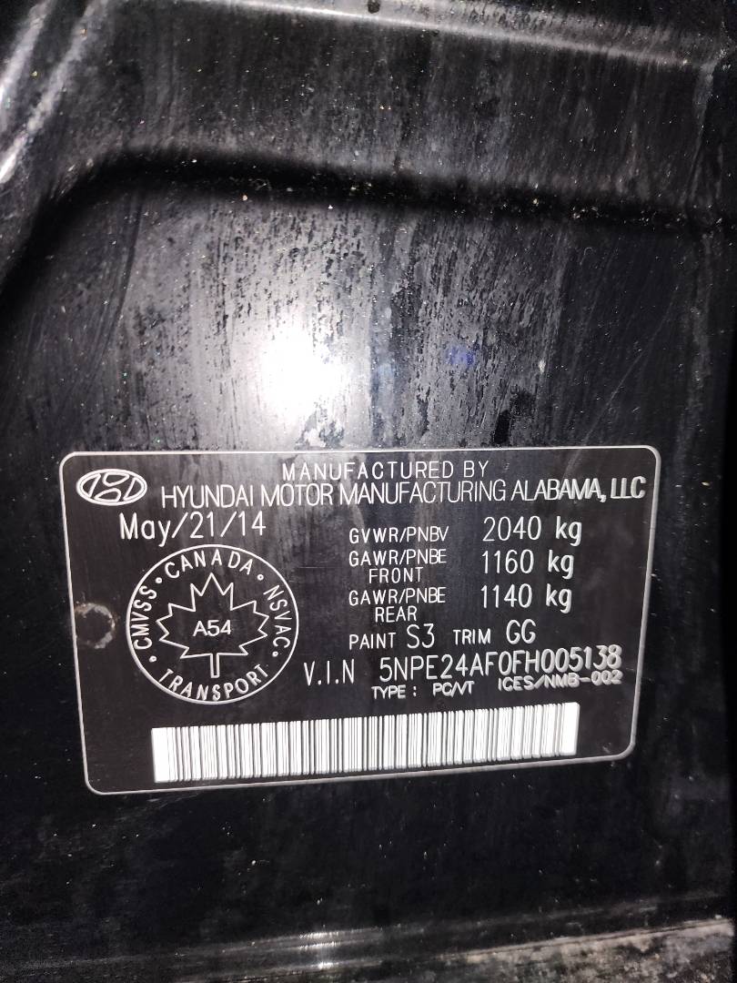 2015 HYUNDAI SONATA — 186397 KM — Lot 005138 — Souq - Marhaba Auctions Used Cars - Image 11