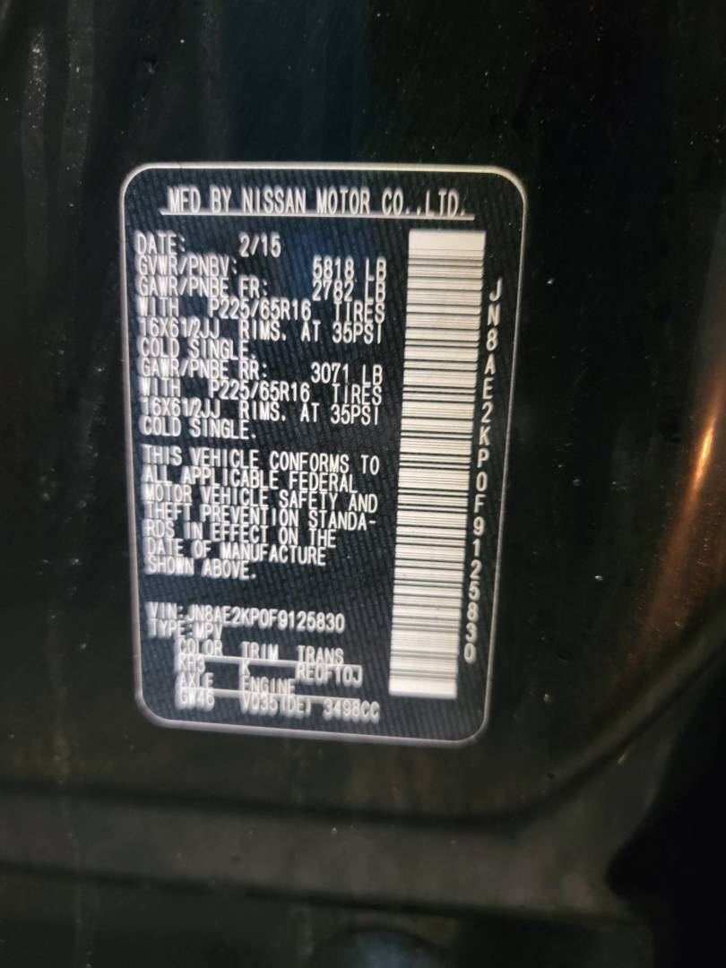 2015 NISSAN QUEST — 109862 Miles — Lot 0F9125830 — Main - Marhaba Auctions Used Cars - Image 9