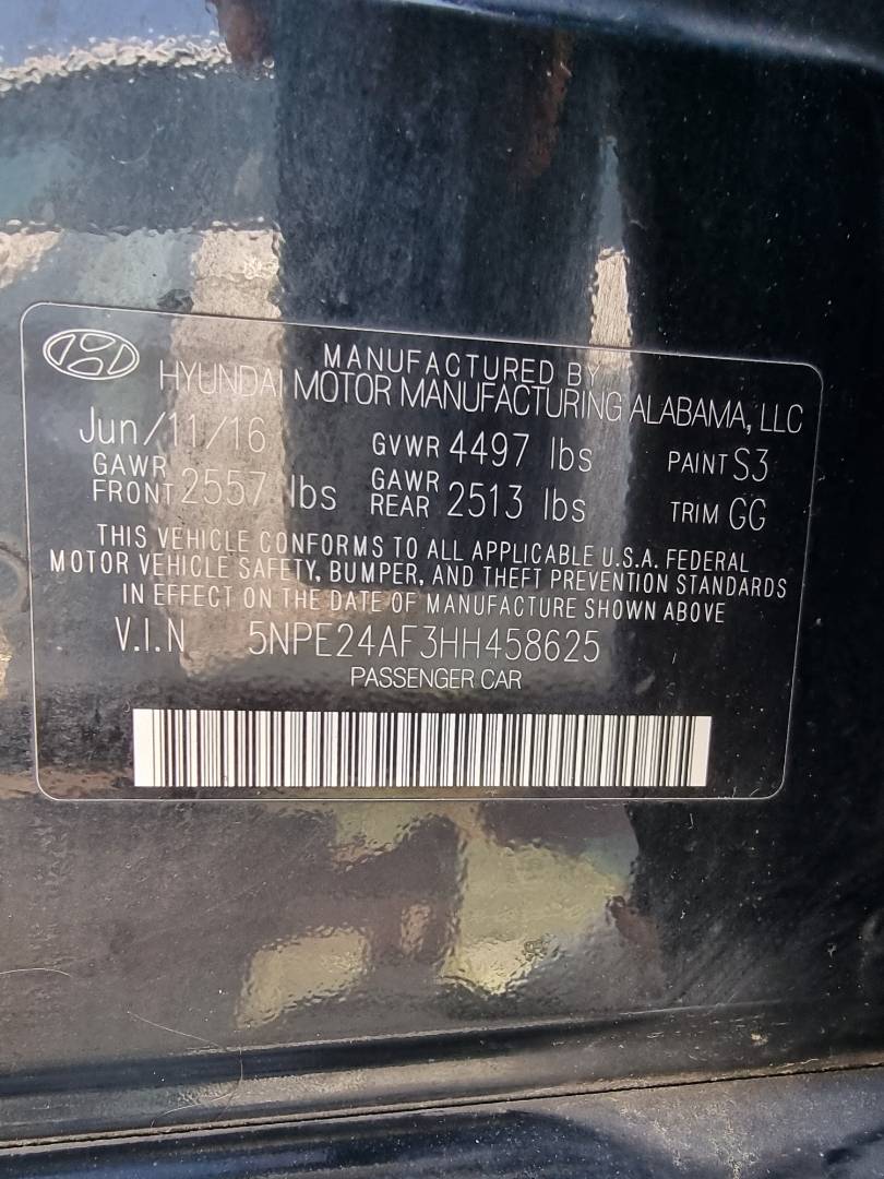 2017 HYUNDAI SONATA — 136513 Miles — Lot 125487 — Ind. 12 - Marhaba Auctions Used Cars - Image 9