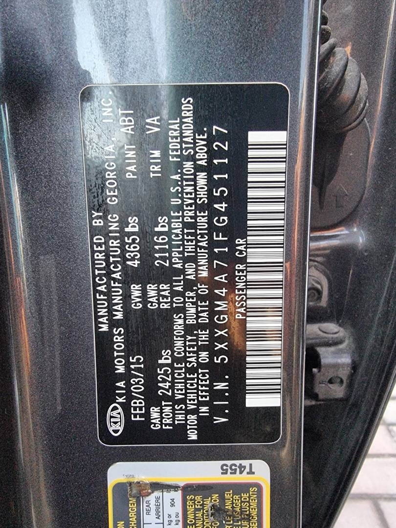 2015 KIA OPTIMA — 127397 Miles — Lot 214578 — Ind. 12 - Marhaba Auctions Used Cars - Image 9