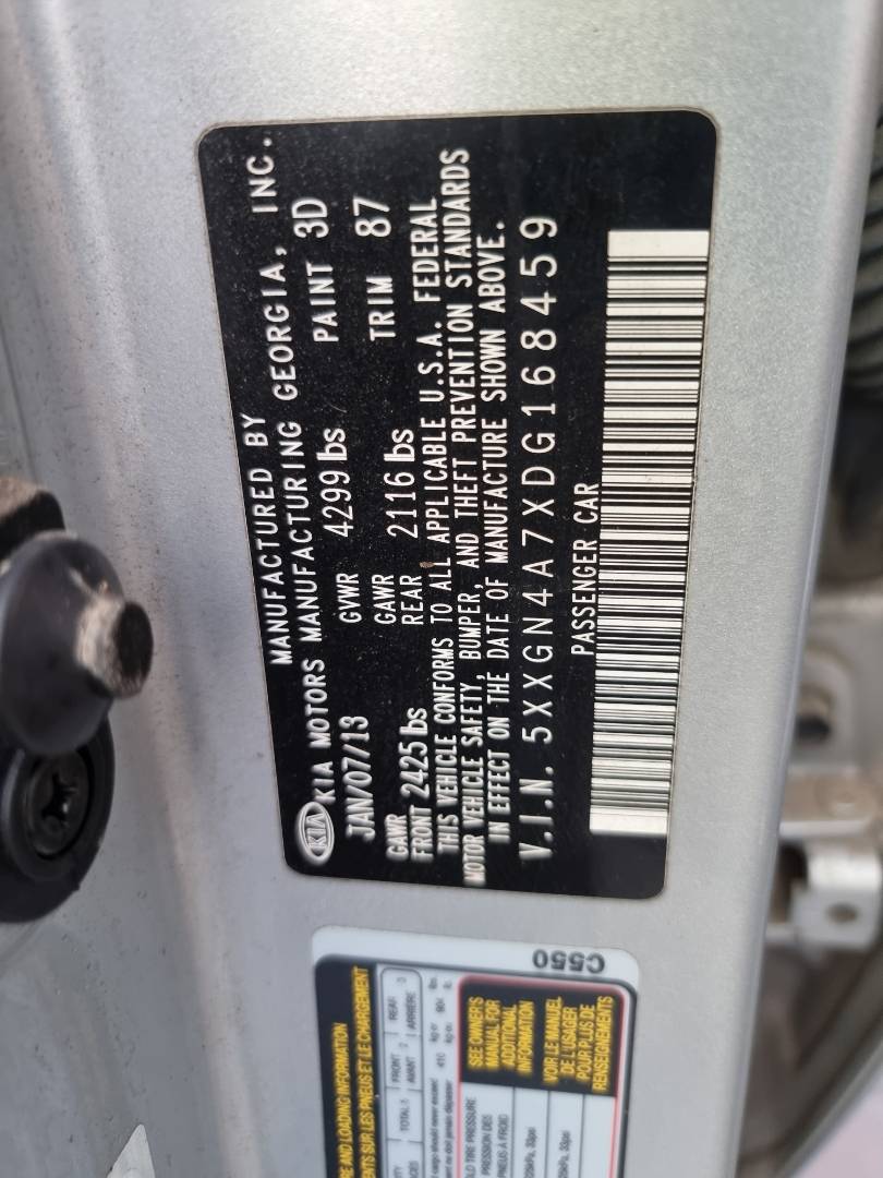2013 KIA OPTIMA — 123631 Miles — Lot 125487 — Ind. 12 - Marhaba Auctions Used Cars - Image 9