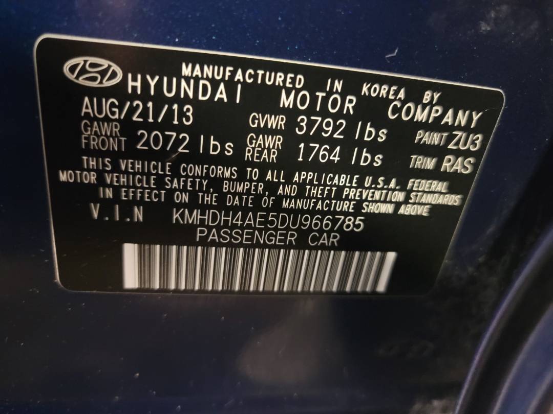 2013 HYUNDAI ELANTRA — 114556 Miles — Lot 62686593 - Marhaba Auctions Used Cars - Image 8