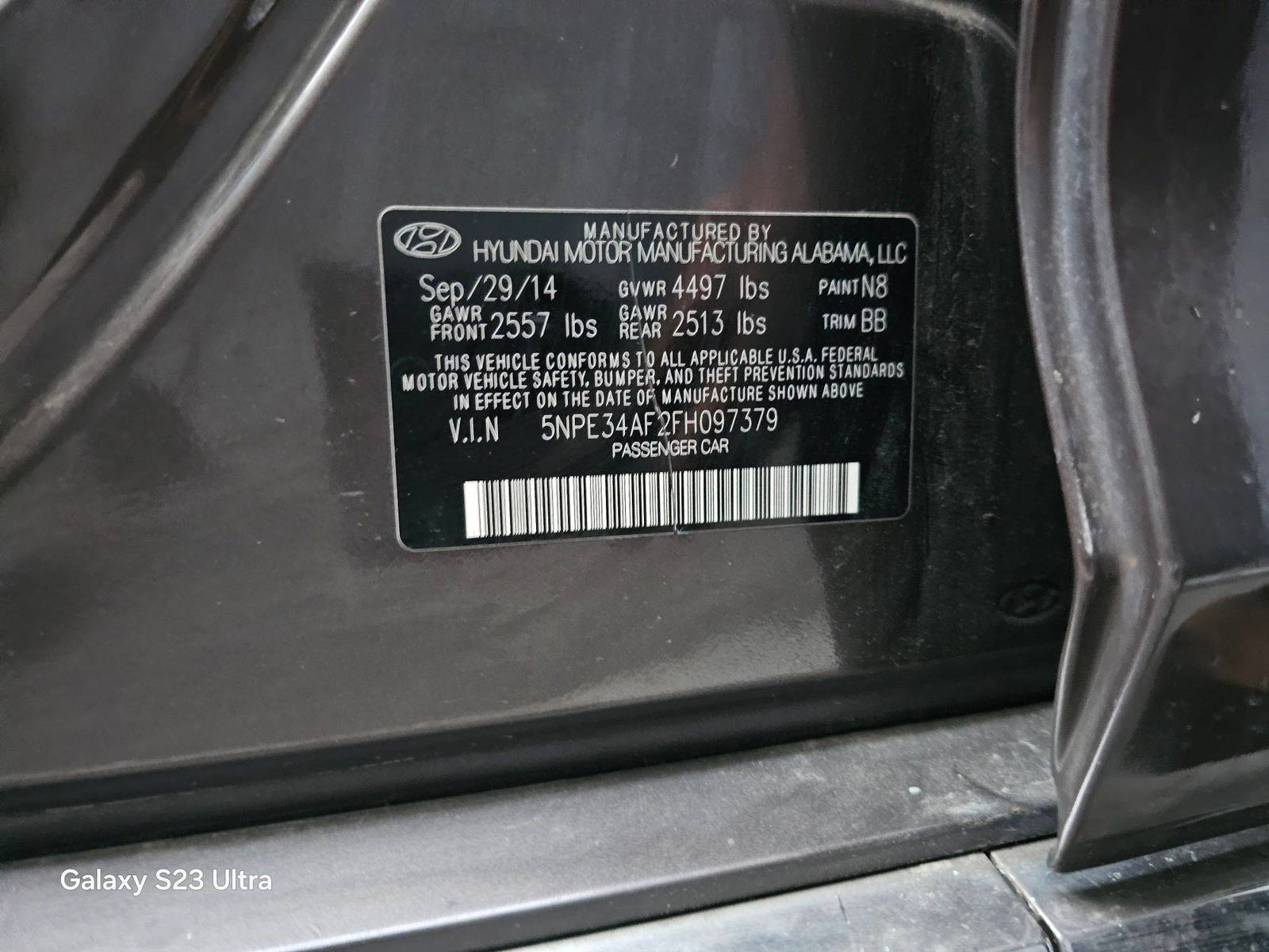 HYUNDAI SONATA 2015 - Marhaba Auction Used Cars - Image 9