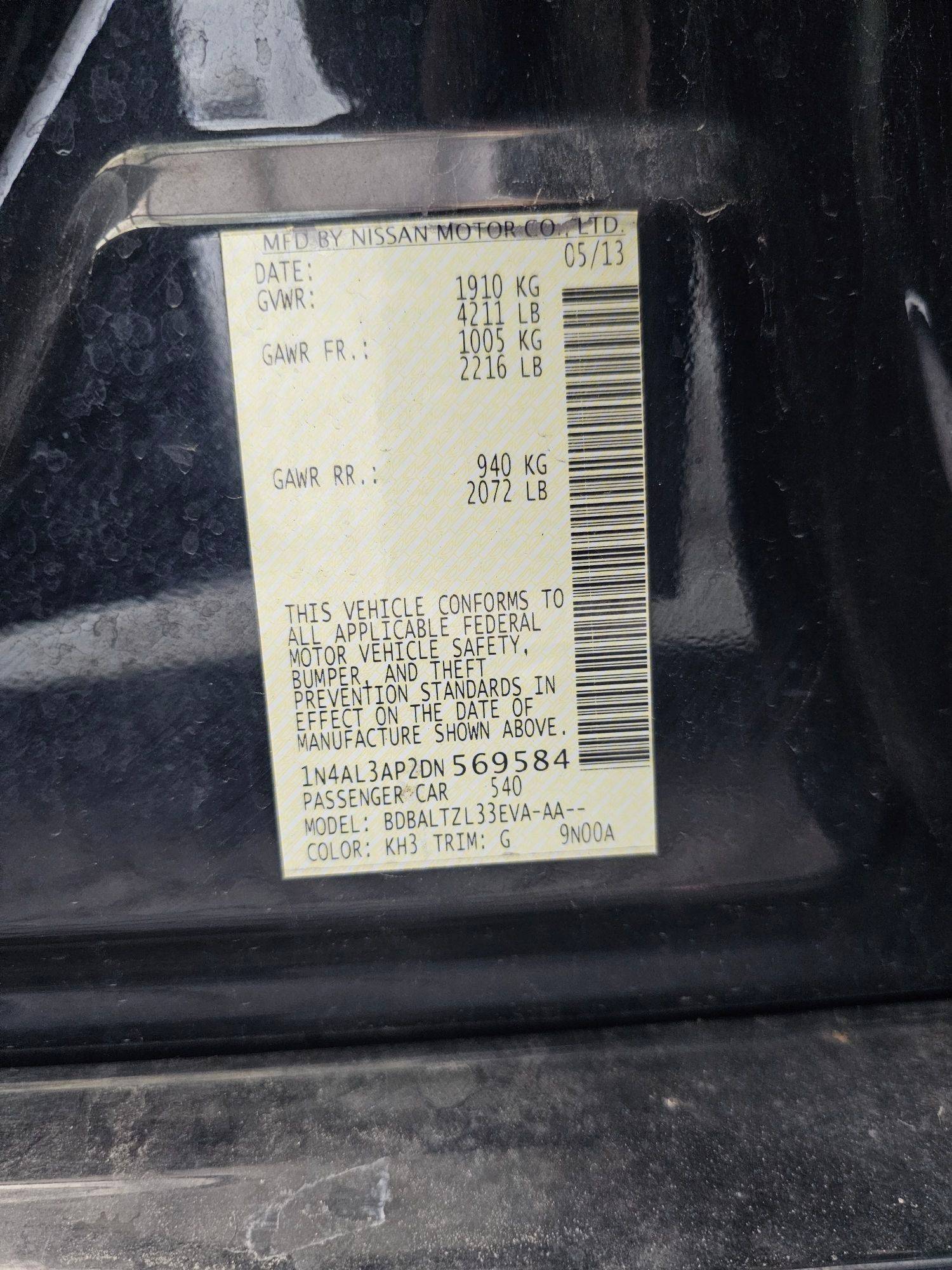 2013 NISSAN ALTIMA — 238337 Miles — Lot 569584 — Ind. 12 - Marhaba Auctions Used Cars - Image 4