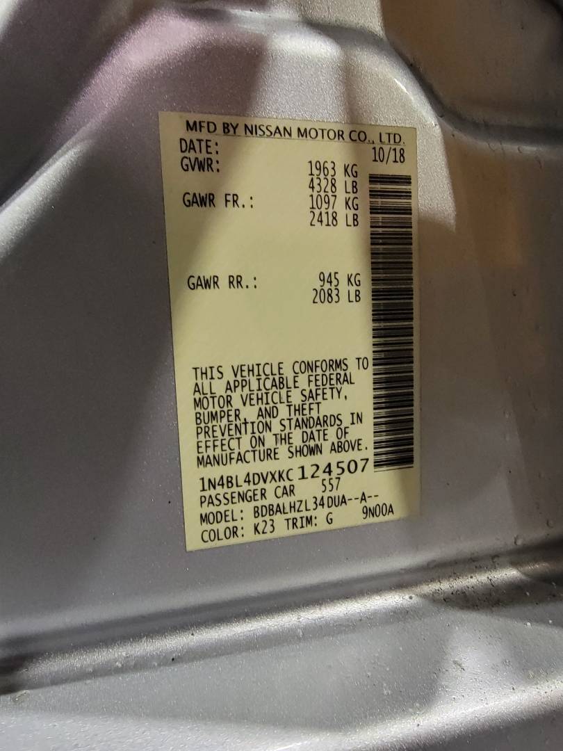 2019 NISSAN ALTIMA — 61829 Miles — Lot KC124507 - Marhaba Auctions Used Cars - Image 4