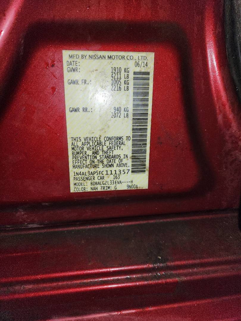 2015 NISSAN ALTIMA — 175911 Miles — Lot 69884193 - Marhaba Auctions Used Cars - Image 3