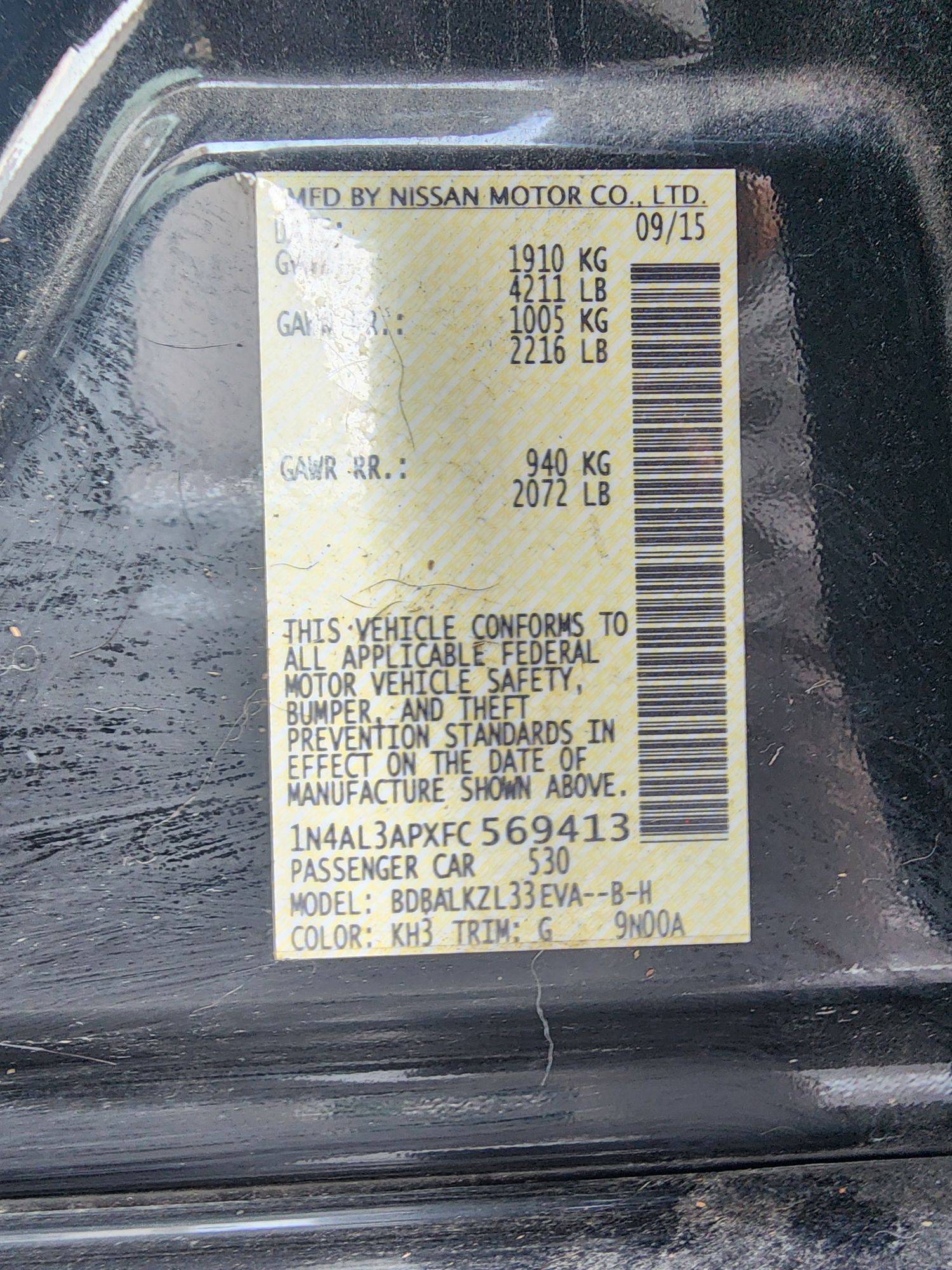 2015 NISSAN ALTIMA — 128120 Miles — Lot 60382934 — Al Quoz - Marhaba Auctions Used Cars - Image 11