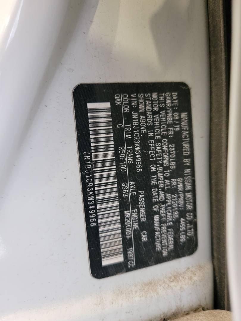 2019 NISSAN ROGUE SPORTS — 105155 Miles — Lot W349968 — Main - Marhaba Auctions Used Cars - Image 9