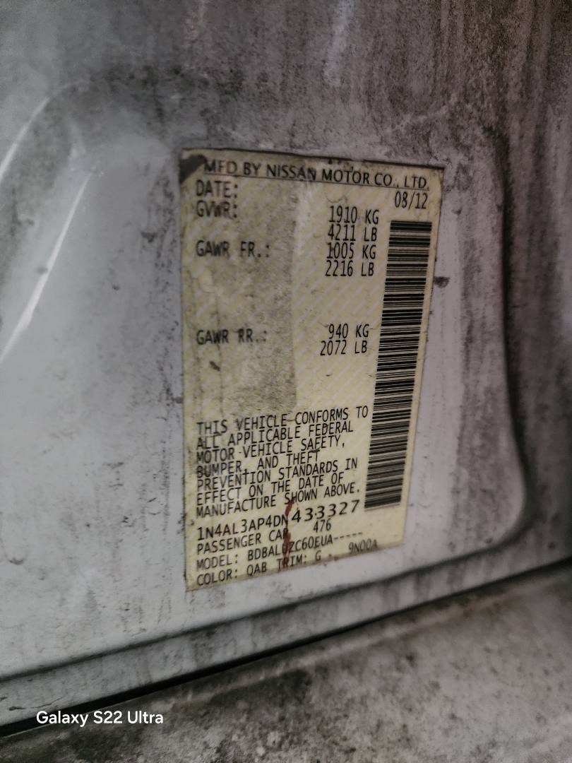 2013 NISSAN ALTIMA — 161354 Miles — Lot 38667511 — Main - Marhaba Auctions Used Cars - Image 4