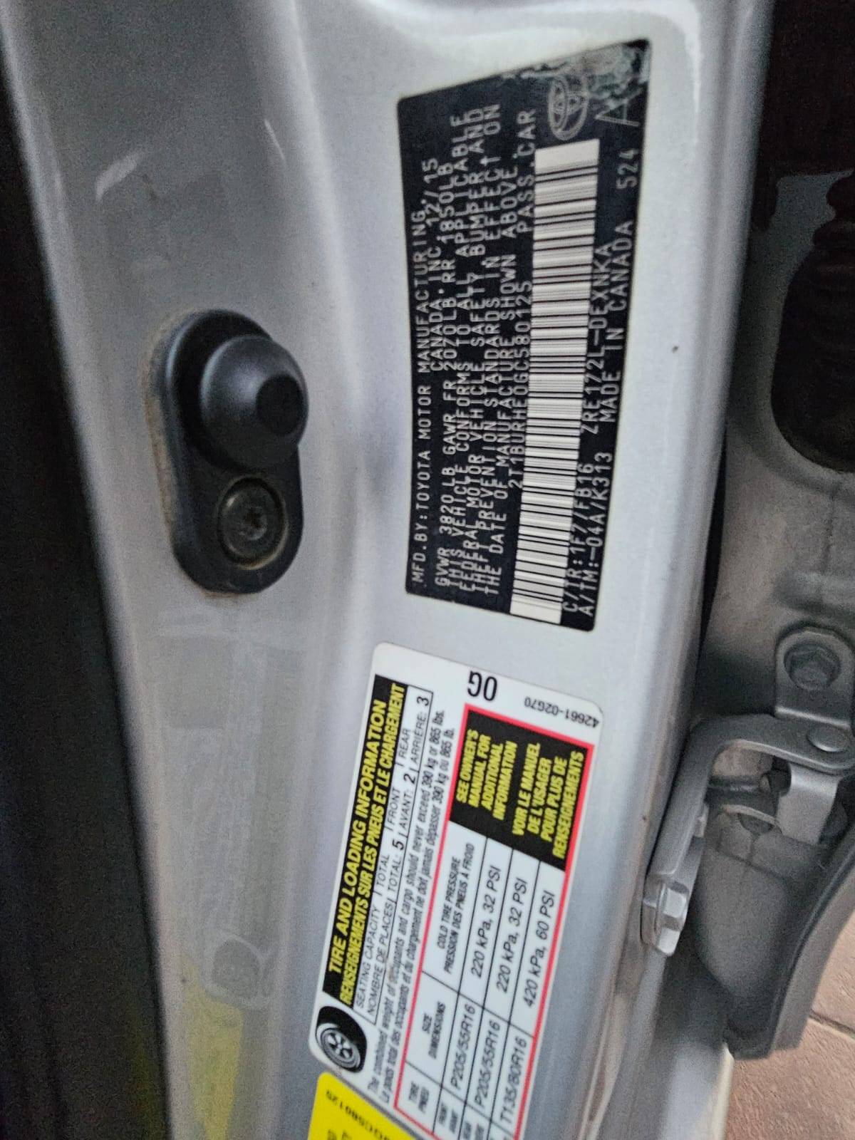 2016 TOYOTA COROLLA — 120861 Miles — Lot GC580125 — Al Sajaa - Marhaba Auctions Used Cars - Image 12