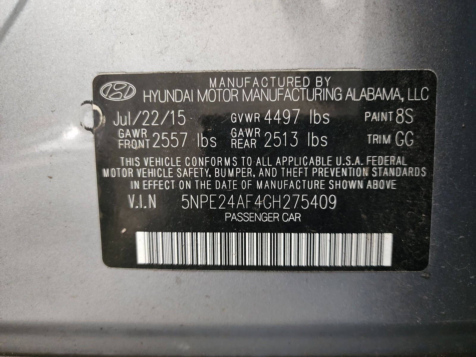 2016 HYUNDAI SONATA — 146900 Miles — Lot 66371254 — Al Quoz - Marhaba Auctions Used Cars - Image 10