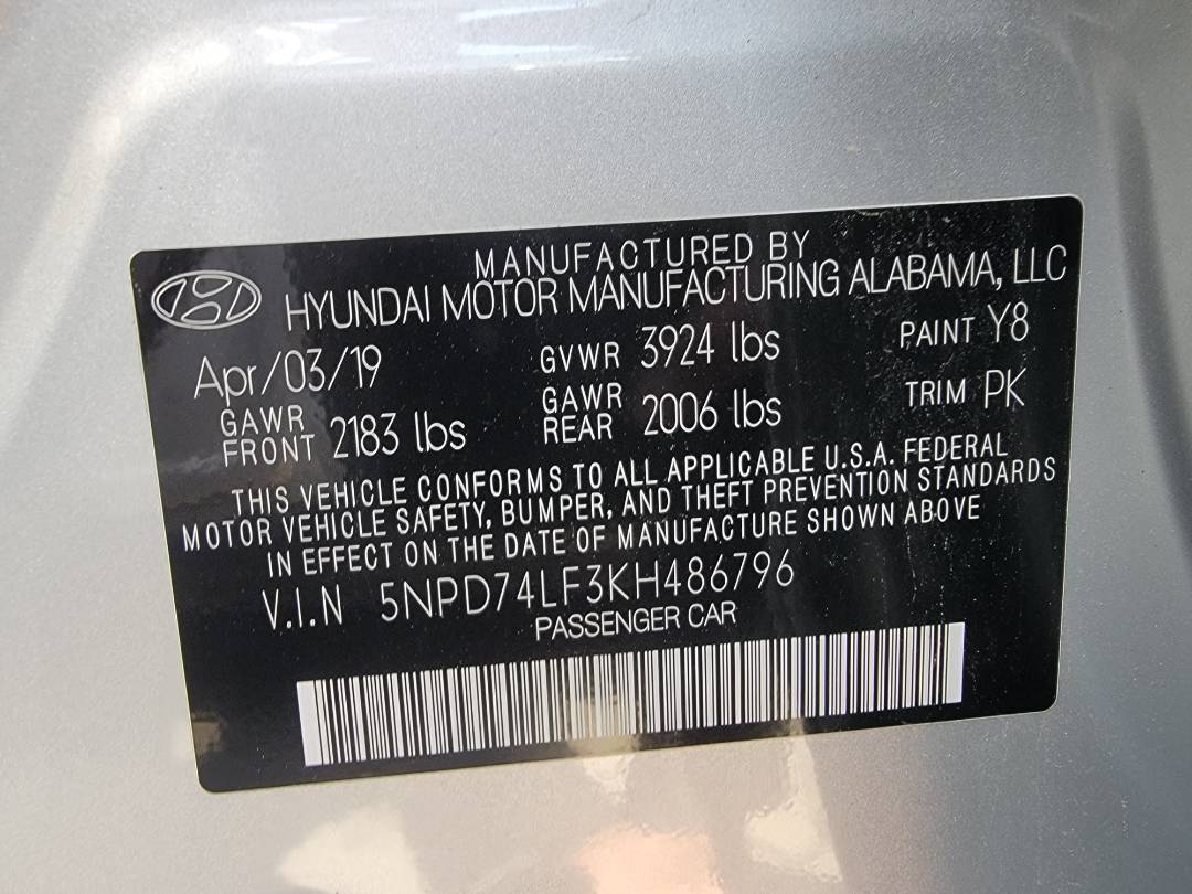 2019 HYUNDAI ELANTRA — 163316 Miles — Lot 3KH486796 — Main - Marhaba Auctions Used Cars - Image 7