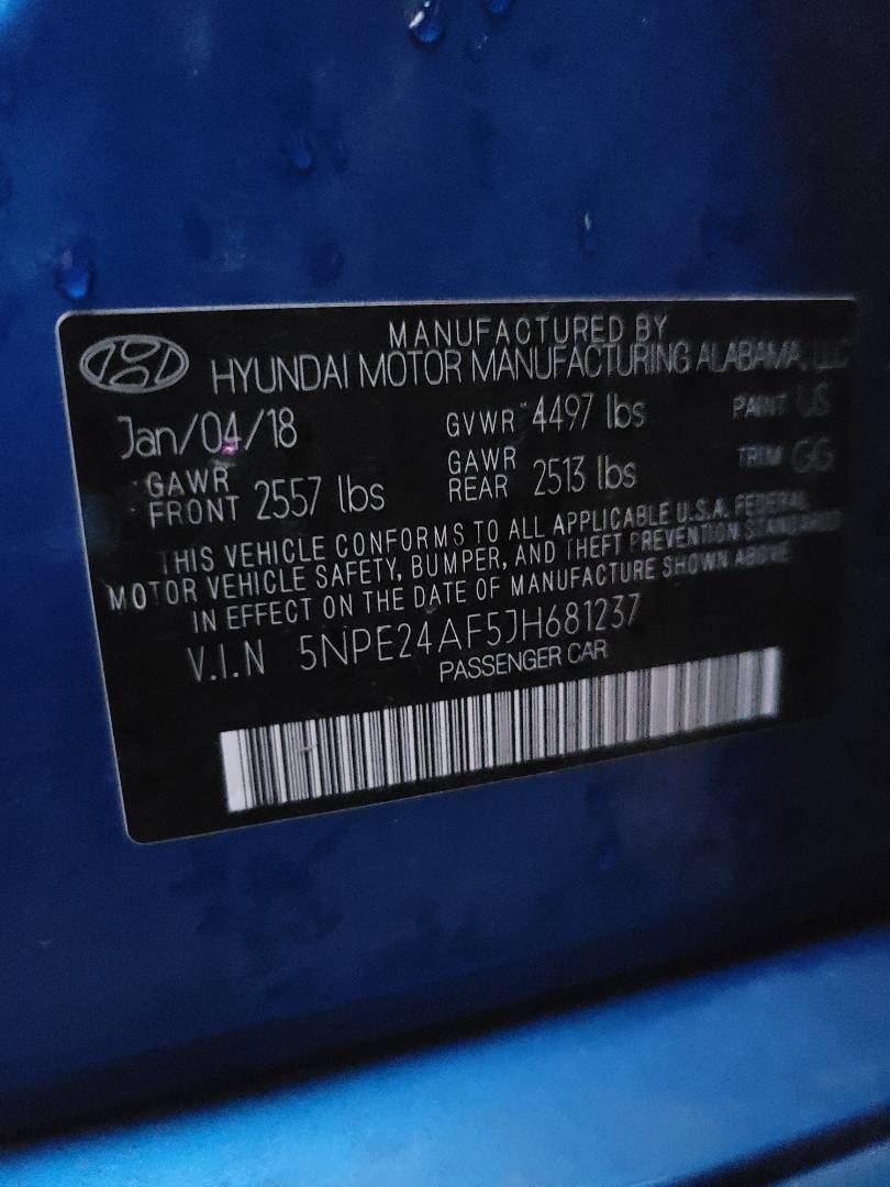 2018 HYUNDAI SONATA — 144350 Miles — Lot 80717333 - Marhaba Auctions Used Cars - Image 10