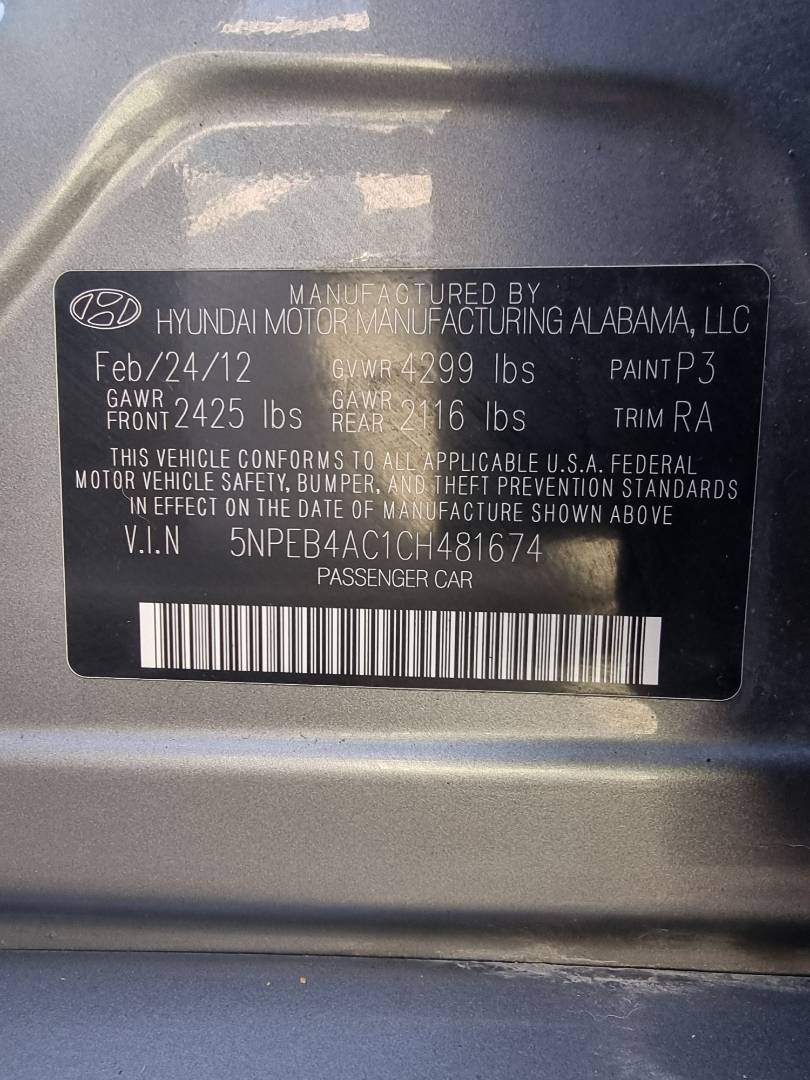 2012 HYUNDAI SONATA — 218747 Miles — Lot 125487 — Ind. 12 - Marhaba Auctions Used Cars - Image 9