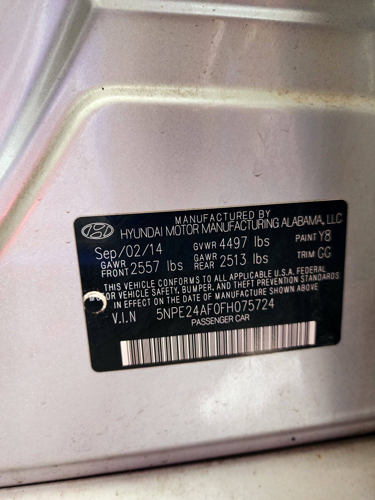 2015 HYUNDAI SONATA — 130630 Miles — Lot H075724 — Souq - Marhaba Auctions Used Cars - Image 9