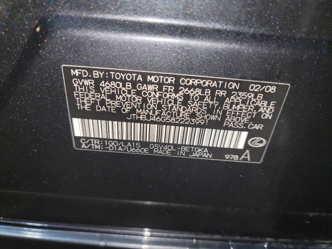 2008 LEXUS ES 350 — 252984 Miles — Lot 223991 - Marhaba Auctions Used Cars - Image 10