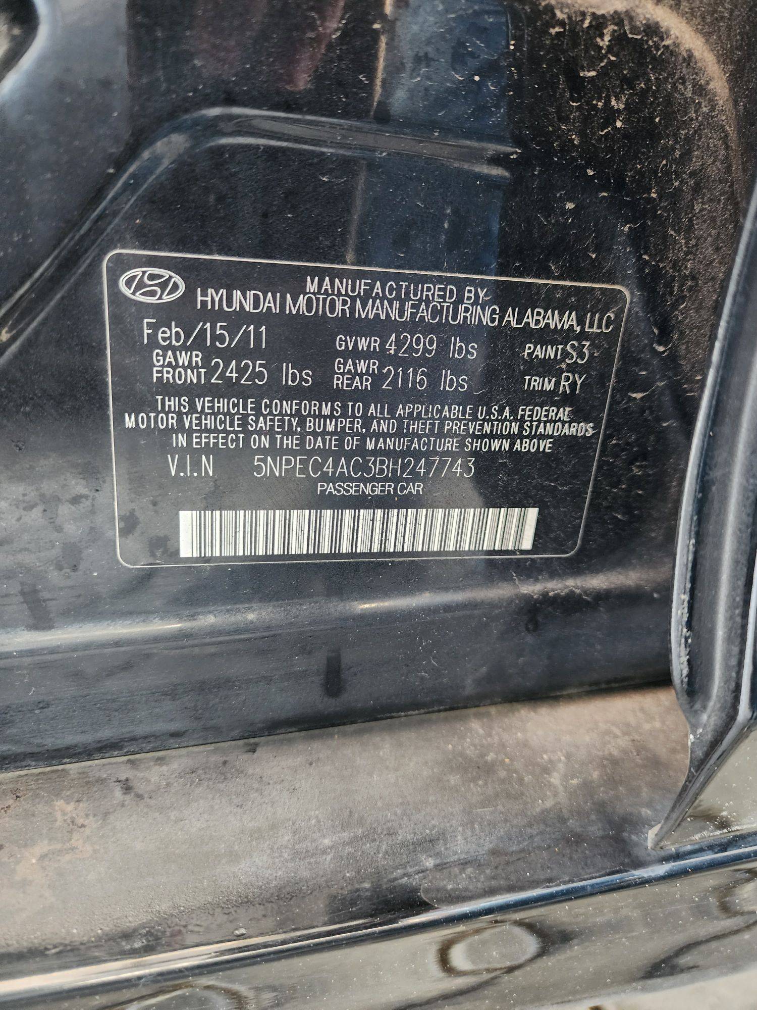 2011 HYUNDAI SONATA — 305276 Miles — Lot 61679963 - Marhaba Auctions Used Cars - Image 9