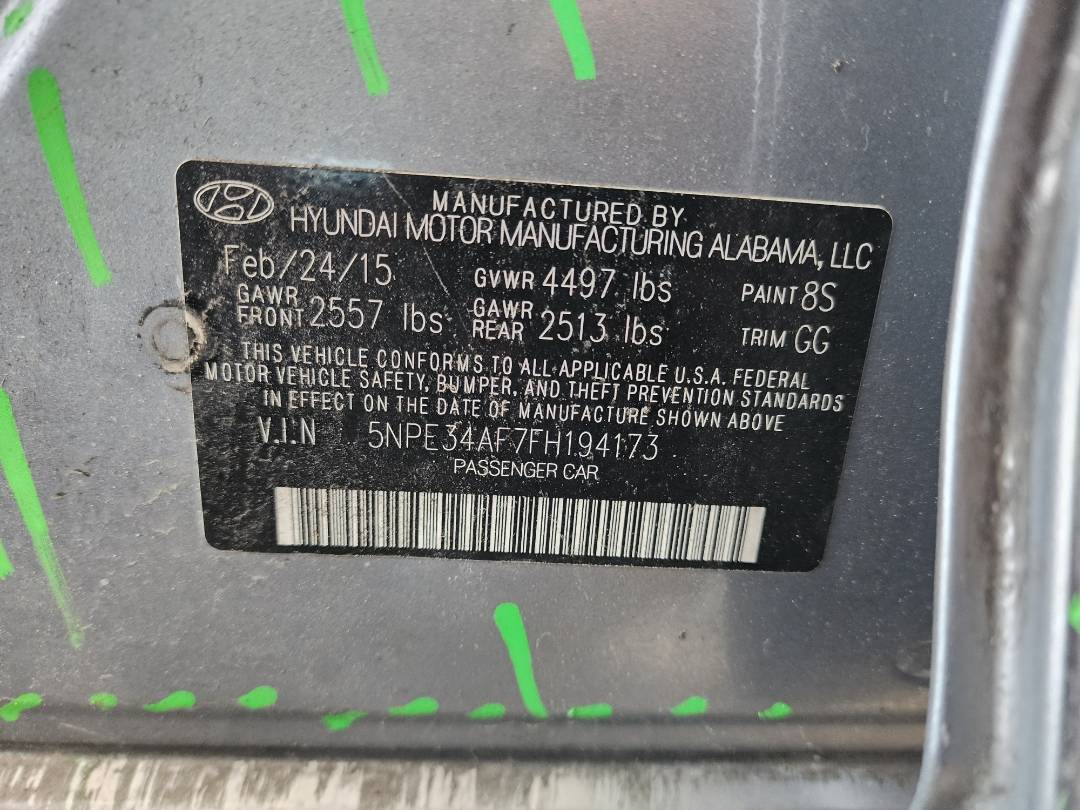 2015 HYUNDAI SONATA — 125724 Miles — Lot 38365774 - Marhaba Auctions Used Cars - Image 4