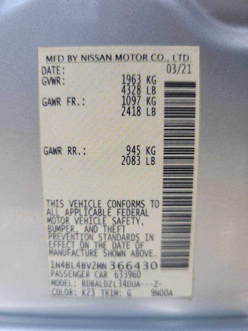 2021 NISSAN ALTIMA — 48491 Miles — Lot MN366430 - Marhaba Auctions Used Cars - Image 10