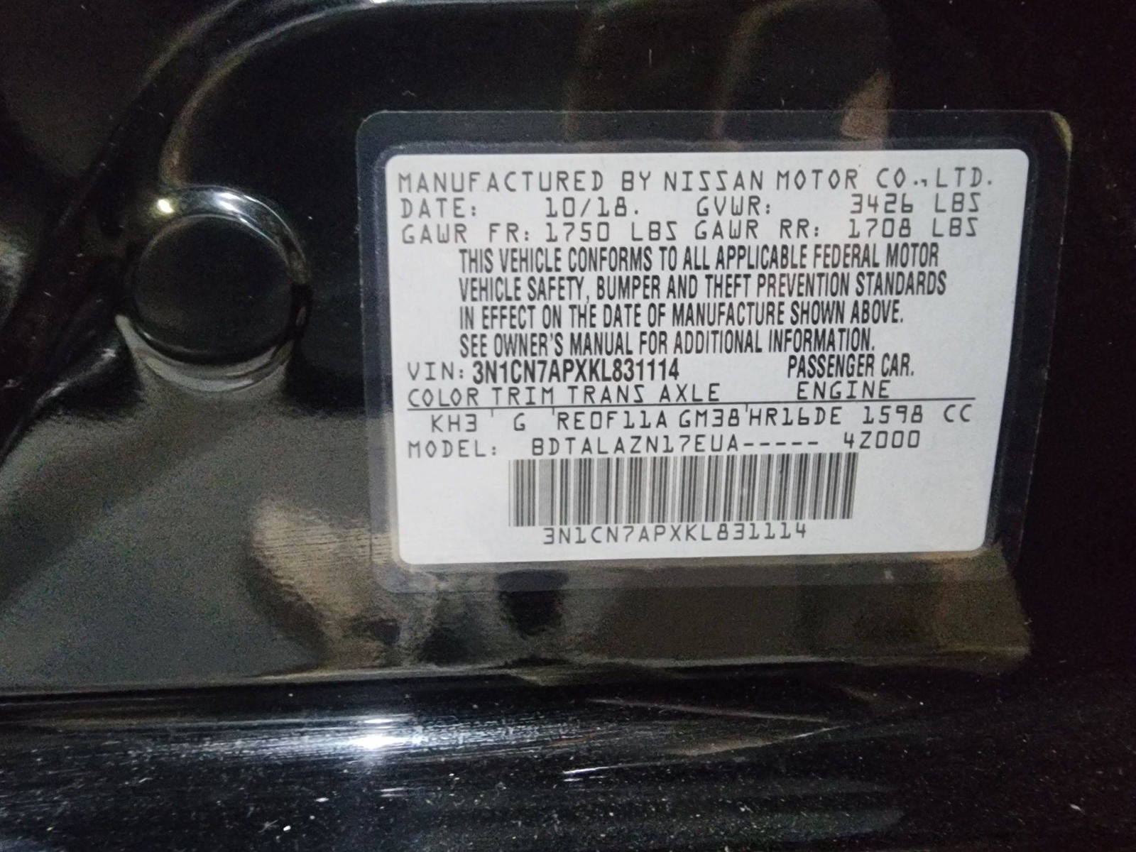 2019 NISSAN VERSA — 140044 Miles — Lot 31114 — Al Quoz - Marhaba Auctions Used Cars - Image 10