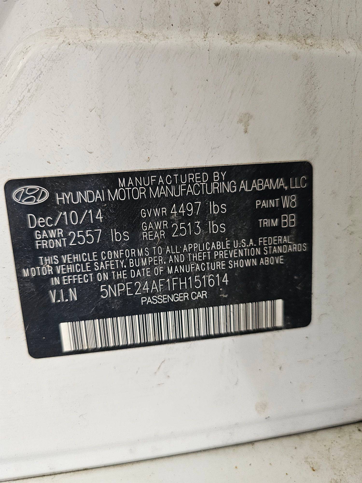 2015 HYUNDAI SONATA — 111555 Miles — Lot AF1FH151614 — Souq - Marhaba Auctions Used Cars - Image 9