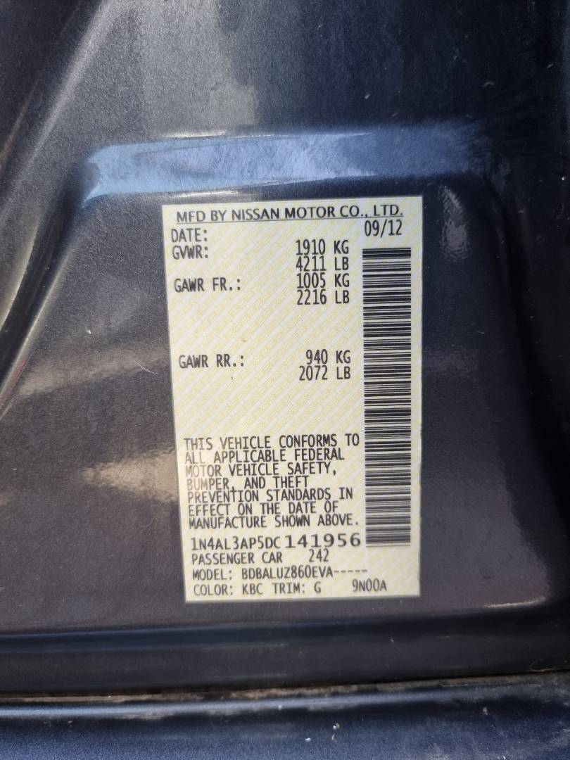 2013 NISSAN ALTIMA — 156183 Miles — Lot 36480648 — Ind. 12 - Marhaba Auctions Used Cars - Image 9