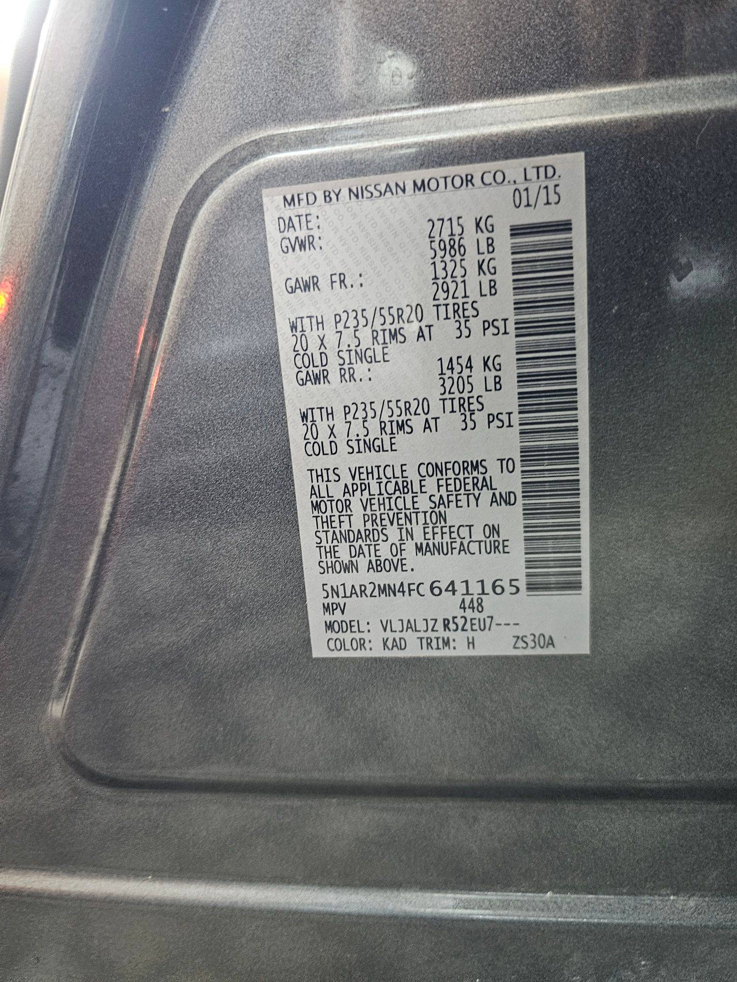 2015 NISSAN PATHFINDER — 126494 Miles — Lot 58033095 — Souq - Marhaba Auctions Used Cars - Image 9