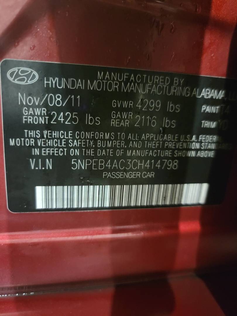 2012 HYUNDAI SONATA — 125250 Miles — Lot 69086103 - Marhaba Auctions Used Cars - Image 3